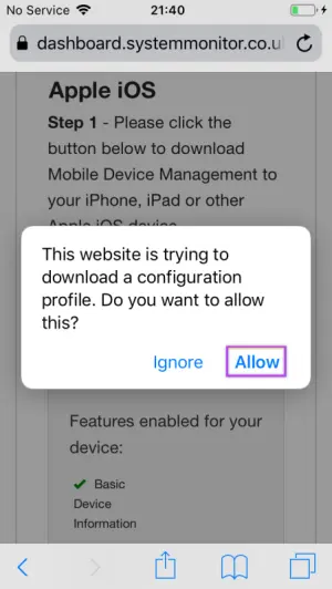 Allow ios