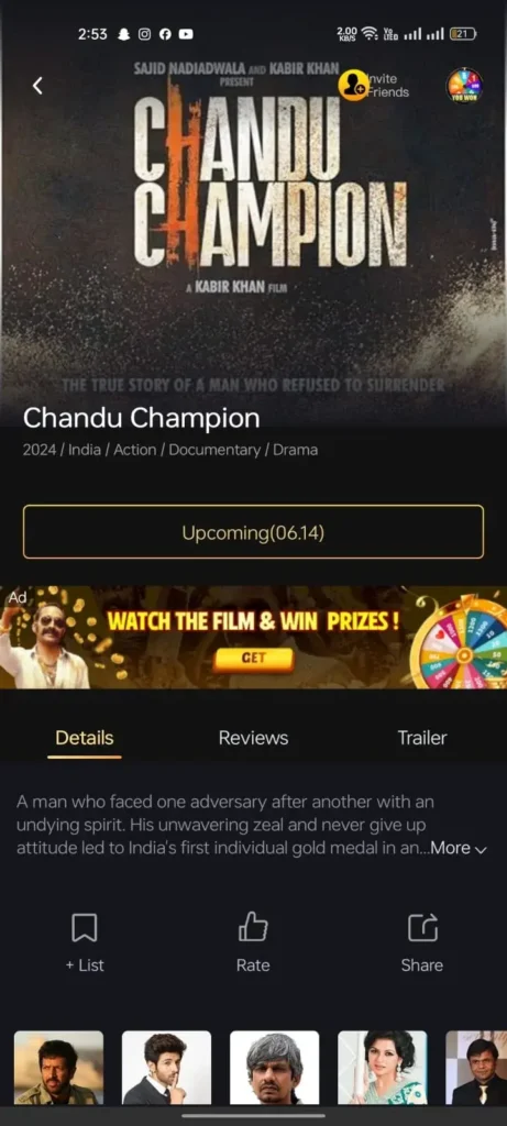 Chandu champion movie on castle app